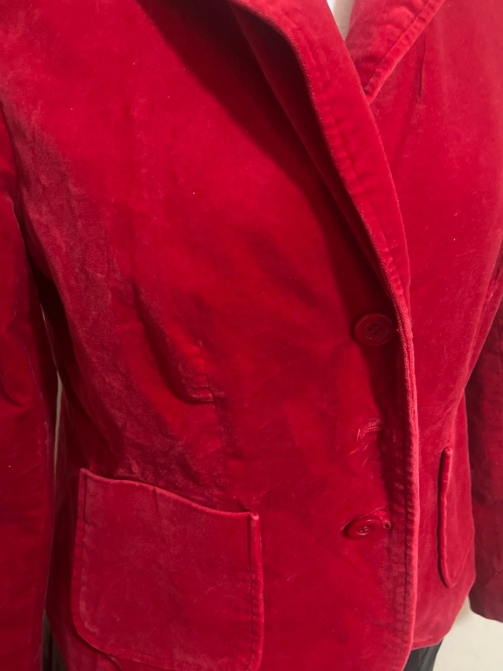 Style & Co. Red Velvet Blazer with Patch Pockets